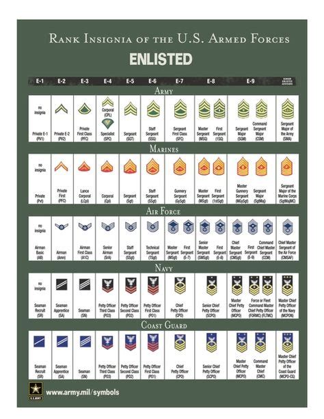 Rank Insignia Of The Us Armed Forces N Military Ranks Army Ranks