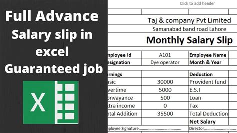 How To Make Salary Slip In Excel With Advanced Formula Automatic Making