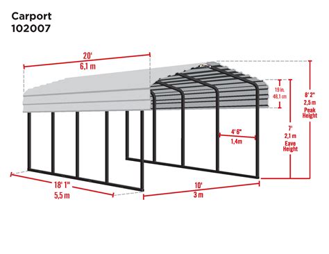 Arrow Carports Galvanized Steel Carport, Compact Car Metal Carport Kit