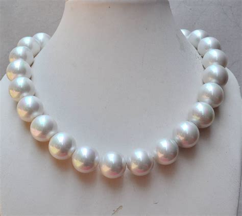Big Pearl Necklace Mm White Pearl Necklace Faux Pearl Etsy