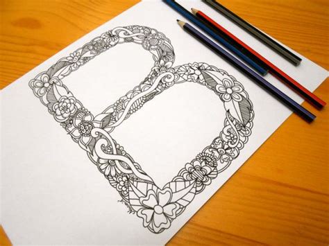 Letter B Colouring page Decoration by GardenDoodles on Etsy  Letter b
