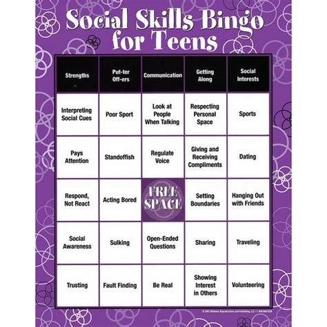 Social Skills Bingo Game For Teens Creativetherapystore