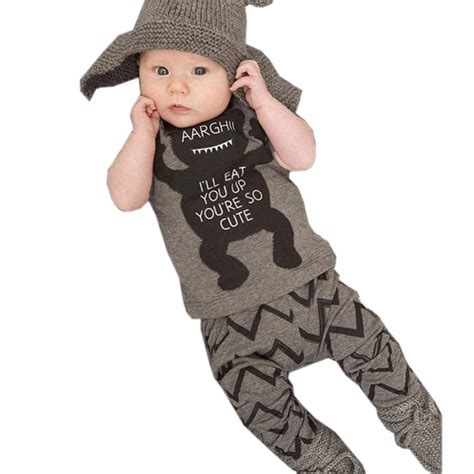 2017 Cheap Baby Boy Clothes Baby Clothing Sets Cotton Little Monsters