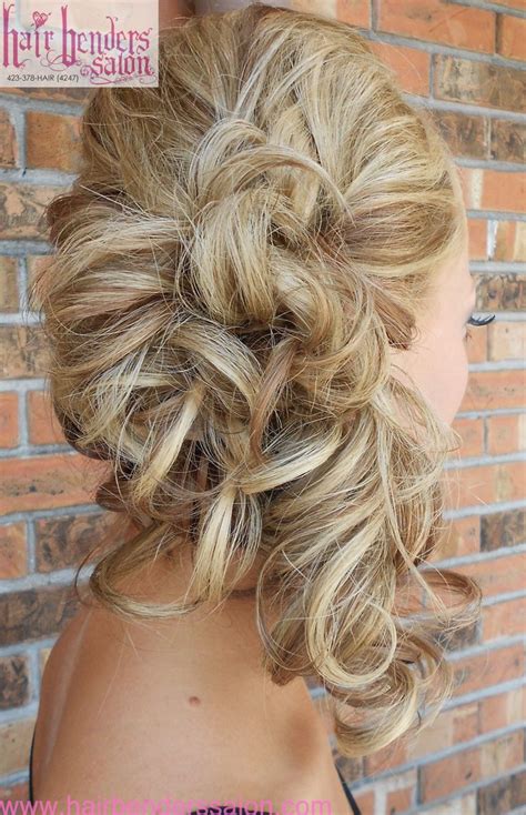 Curls Pinned To Side Side Ponytail Wedding Hairstyles