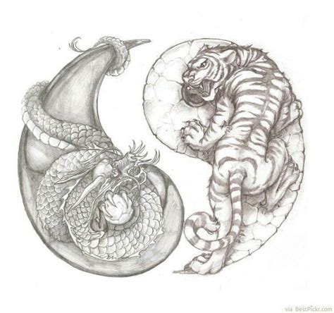 Pin By Kiwiji On Yin Yang Dragon Yin Yang Tattoo Tiger Tattoo Dragon Tiger Tattoo