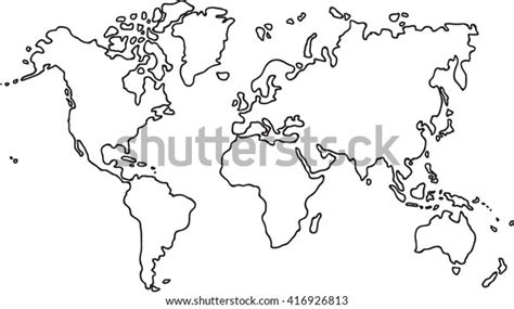 Freehand World Map Sketch On White Stock Vector Royalty Free 416926813