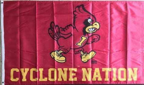 Iowa State Cyclone Nation Flag 2 Sided 3x5 Cardinal Walking Cy Logo
