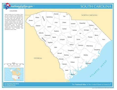 South Carolina State Counties Laminated Wall Map Us