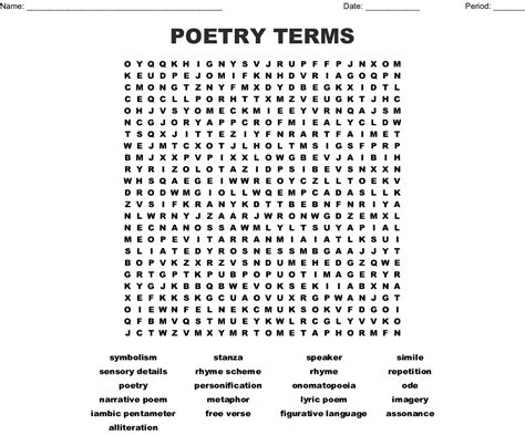 Poetry Terms Word Search Wordmint Word Search Printable
