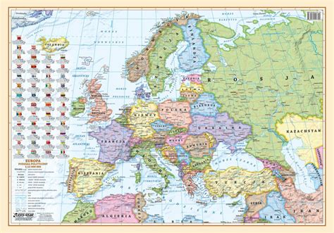 Europa Polityczno Fizyczna Mapa Dwustronna Podkładka Na Biurko