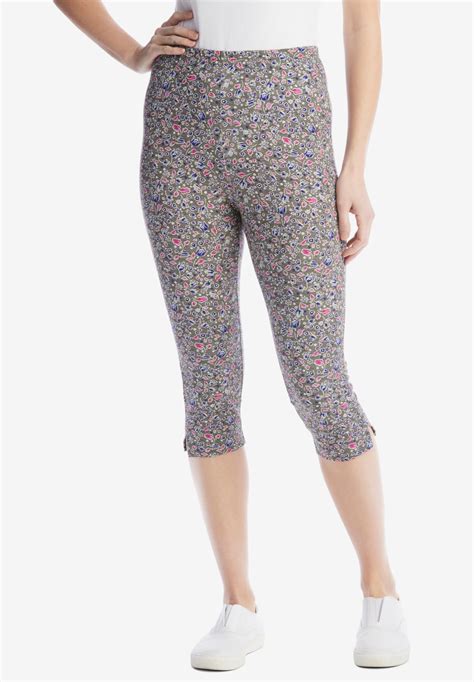 Stretch Cotton Printed Capri Legging Woman Within