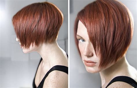 Check spelling or type a new query. Jaw length side parted bob with an angle and a graduated ...