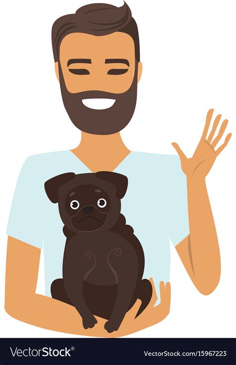 Young Man Holding A Dog Royalty Free Vector Image