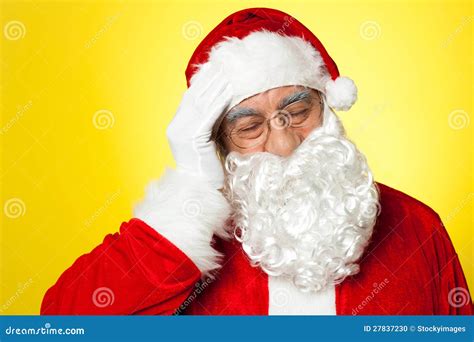 Portrait Of Santa Claus Suffering From Headache Stock Photo Image Of