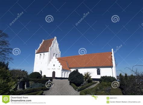 Traditional Danish White Church Stock Image Image Of Scandinavia