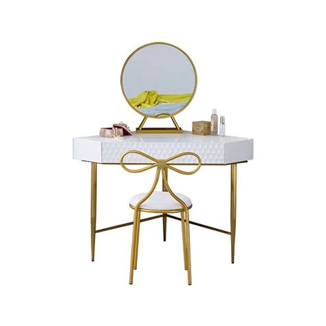 Amazing gallery of interior design and decorating ideas of gold vanity mirror in bedrooms, closets, girl's rooms, bathrooms by elite interior designers. Luxury Modern Corner Dressing Vanity Table Set with Drawer ...