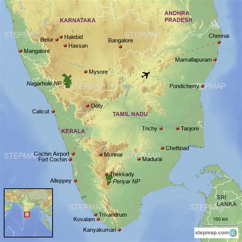 Tamil Nadu And Kerala Map India Maps Maps Of Indian States Kerala