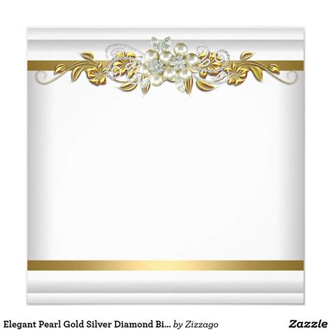 Elegant Pearl Gold Silver Diamond Birthday Party 2 Invitation Zazzle