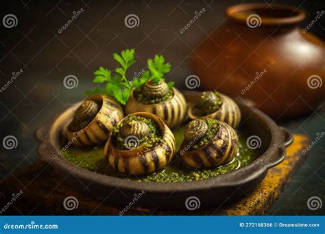 Delicious French Escargot An Appetizer Or Side Dish Stock Illustration