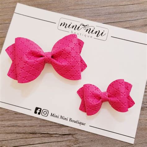 Hot Pink Pinch Leather Hair Bow Hot Pink Hair Bow Big Sis Etsy Baby