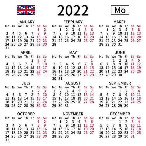 Calendar 2022 Monday Stock Illustrations 6013 Calendar 2022 Monday