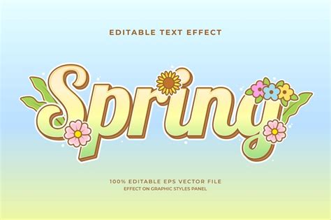 Premium Vector Decorative Spring Editable Text Effect Vector Design