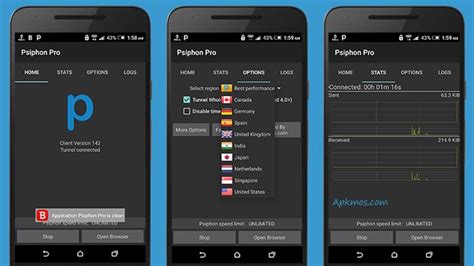 The application provides a safe experience for users when your ip address will be hidden, and all information or operations will not be saved on the server. psiphon Pro 142 apk - 4AppsApk
