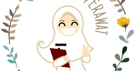 Gambar Kartun Perawat Muslimah Bunga Sekolah