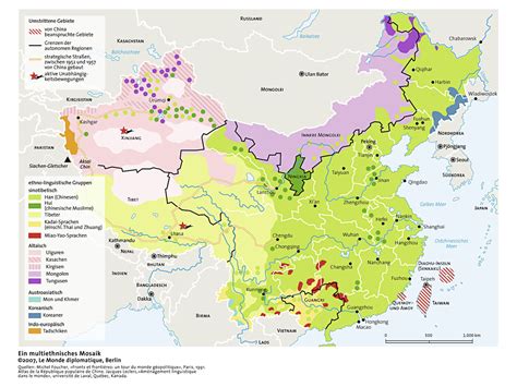 China map, showing major cities and administrative divisions. China In Berlin Karte