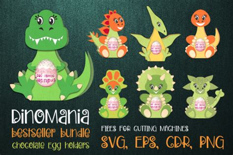 Dino Bundle - Chocolate Egg Holders SVG Graphic by Olga Belova