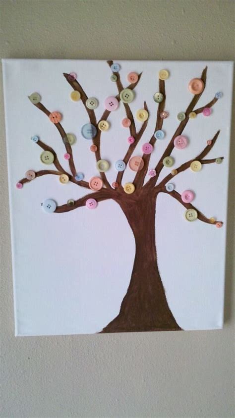 Painted Button Tree On Canvas