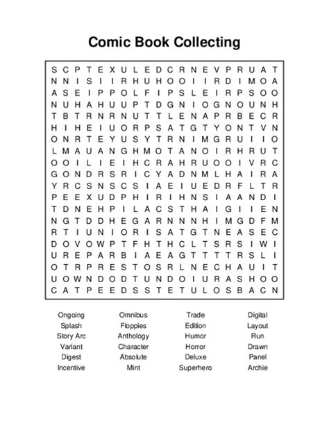 Comic Book Collecting Word Search