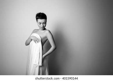 Naked Girl Wrapped Sheet Shutterstock