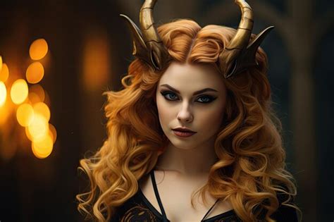 Premium Ai Image A Woman With Horns On Her Head