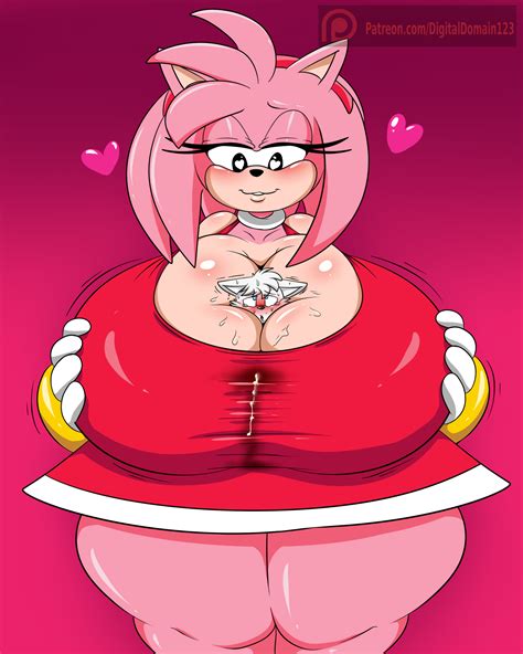 rule 34 2018 amy rose anthro artie between breasts big breasts blush breast smother breast