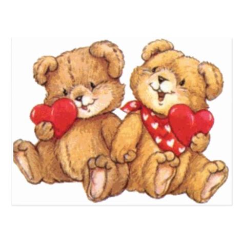 Cute Valentine Teddy Bear Couple Postcard Zazzle