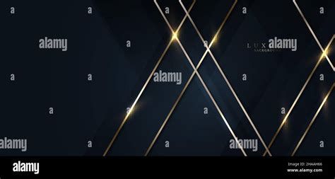 Elegant Abstract 3d Golden Lines Lighting With Dark Blue Triangles