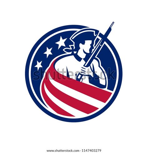 Mascot Icon Illustration American Patriot Minuteman Stock Vector