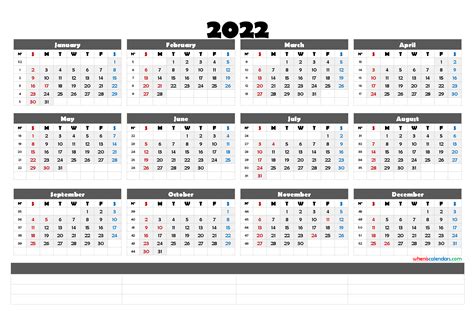 2022 Calendar With Week Numbers Printable 6 Templates Printable Images