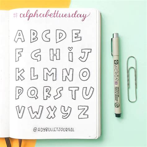 Bullet Journal Fonts With Free Hand Lettering Worksheets