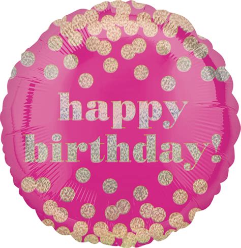 Happy Birthday Round Satin Foil Balloon Pinkgold Polka Dot 18 In