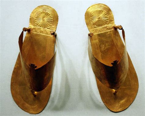 A Pair Of Gold Sandals Of The Gold Sandals Egypt Museum Ancient Egypt