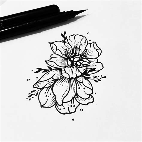 Art nouveau nasturtium flower floral frame corner tattoo with single elements. Illustrative Tattoo Artist Turns Drawings into Black Ink ...