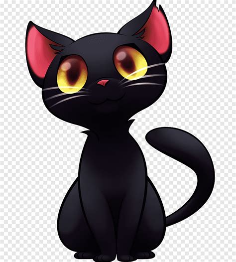 Black Cat Illustration Black Cat Kitten Cartoon Black Cat Hd Mammal