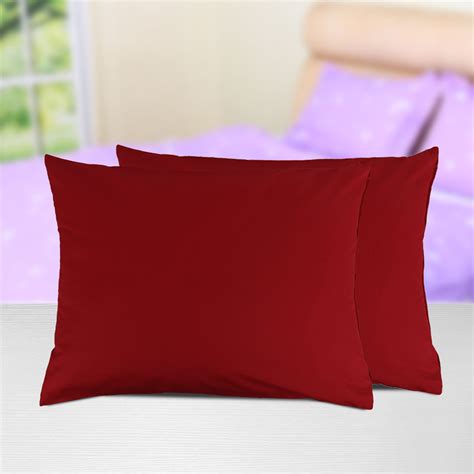 Piccocasa 2 Piece Zippered Cotton Pillowcases Covers Red Standard 20