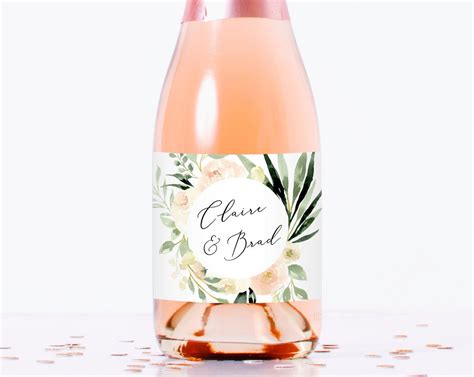 Maybe you would like to learn more about one of these? Mini Champagne Bottle Label Template, Blush Floral Wedding ...