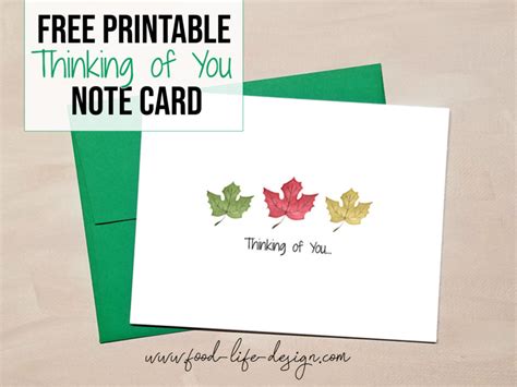 Thinking of you, name inside verse: Free Printable Thinking of You Card - Food Life Design