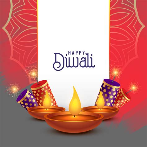 Beautiful Diwali Card Design With Crackers Download Free Vector Art