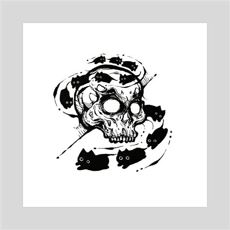 Spiral Skull Cats An Art Print By Valio Art Inprnt