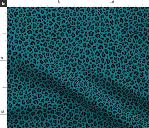 Leopard Print In Teal Blue Small Fabric Spoonflower